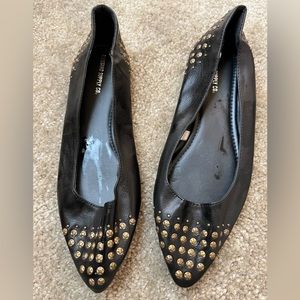 Used - Dark Brown Flats with Stud Detail